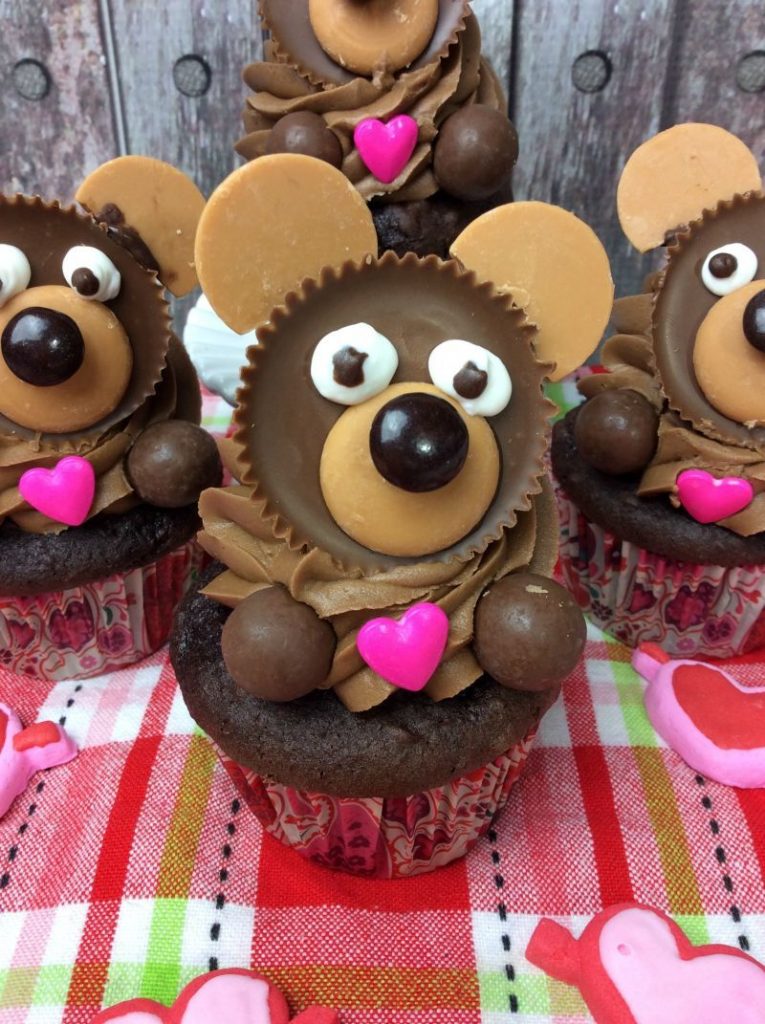 close up of teddy bear cupcake