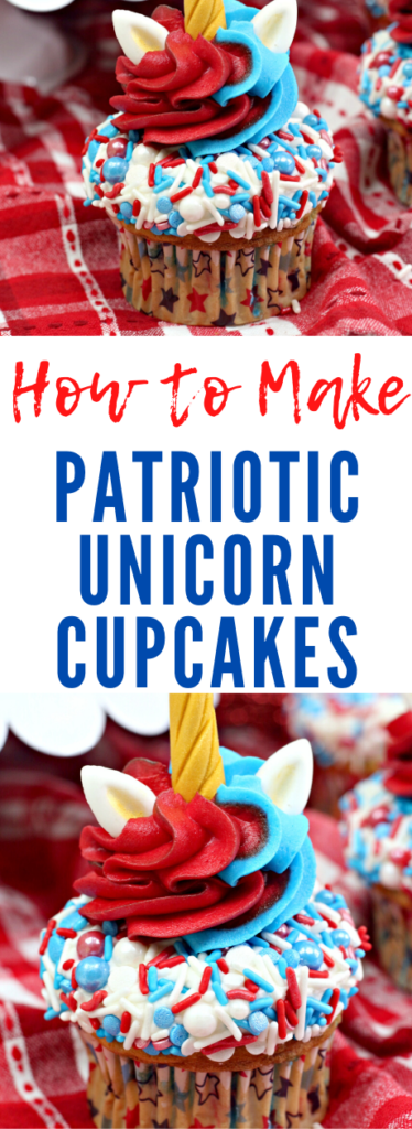 how to make patriotic unicorn cupcakes pinnable image for article