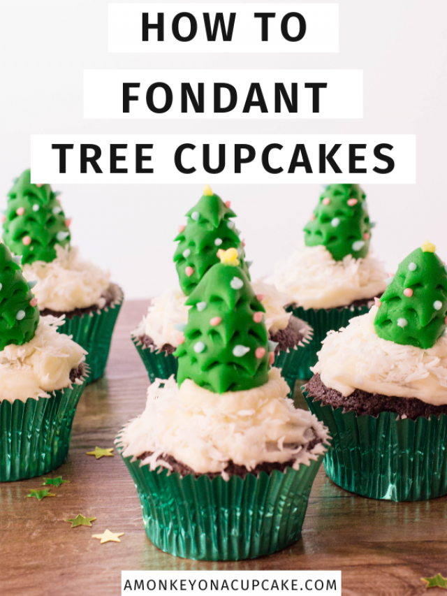 Tree Shaped Fondant Christmas Cupcake Toppers