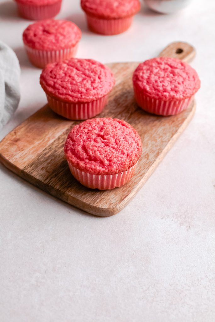 Cherry Kool-Aid Cupcake ready to frost