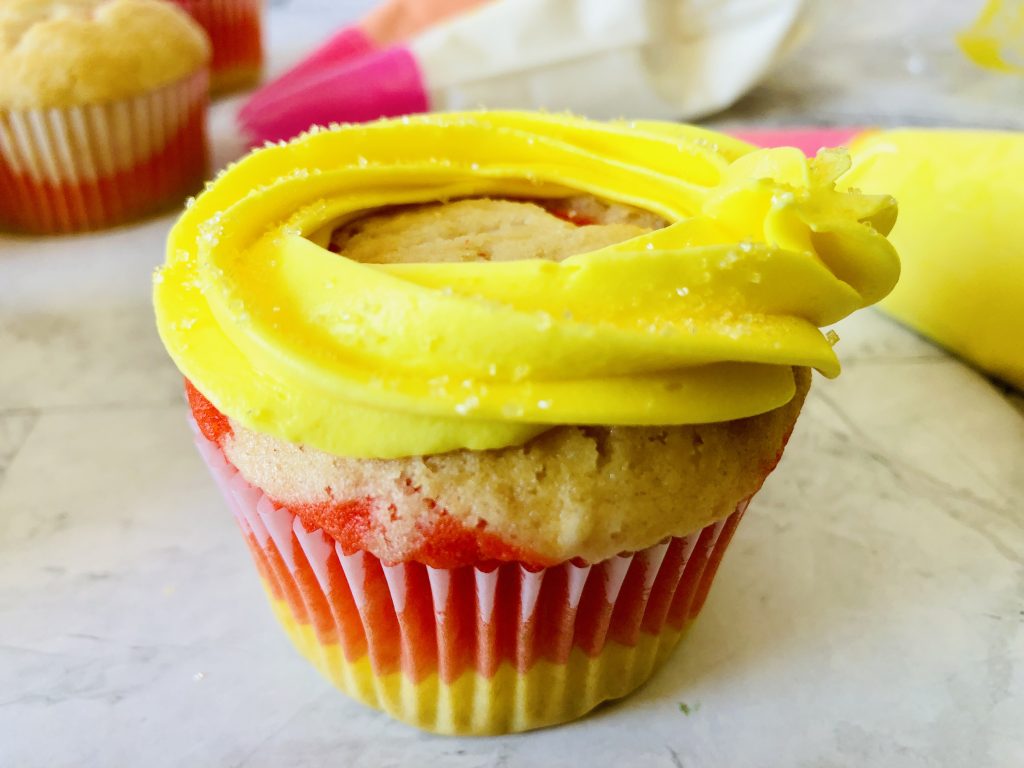 How to make candy corn cupcakes: