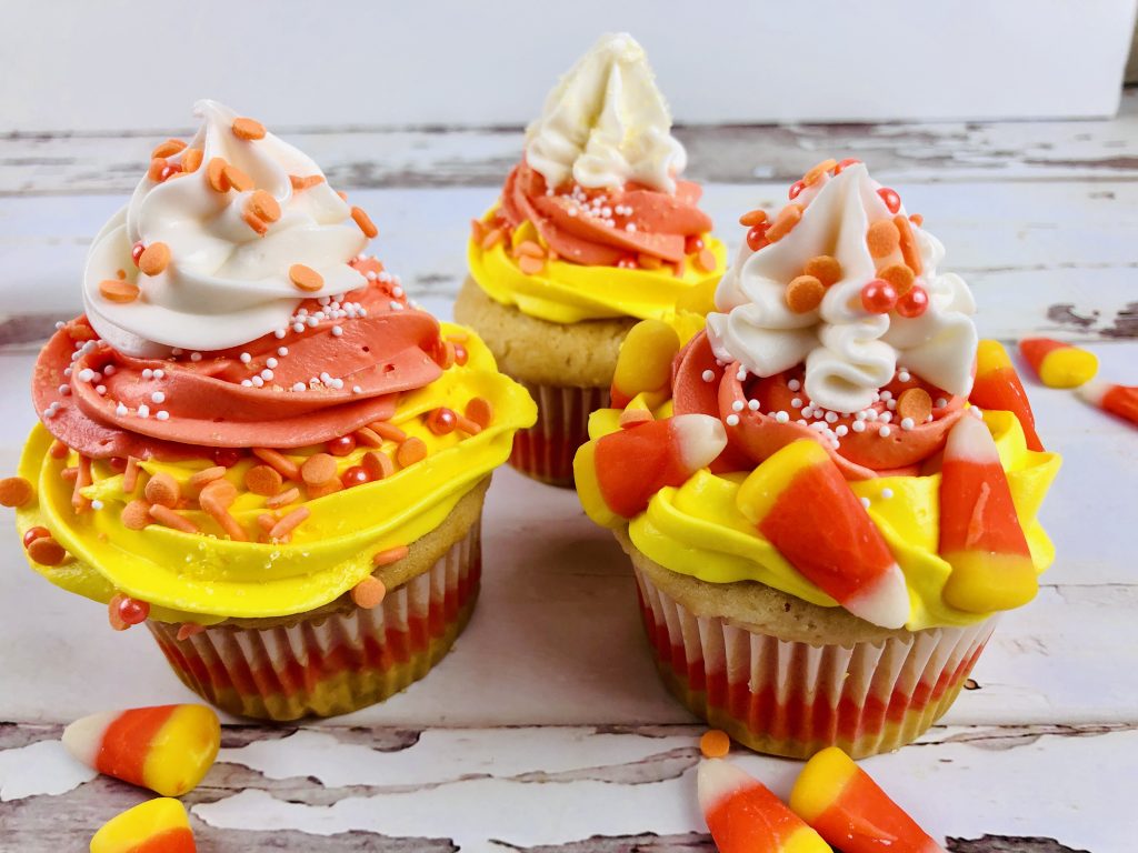 How to make candy corn cupcakes: