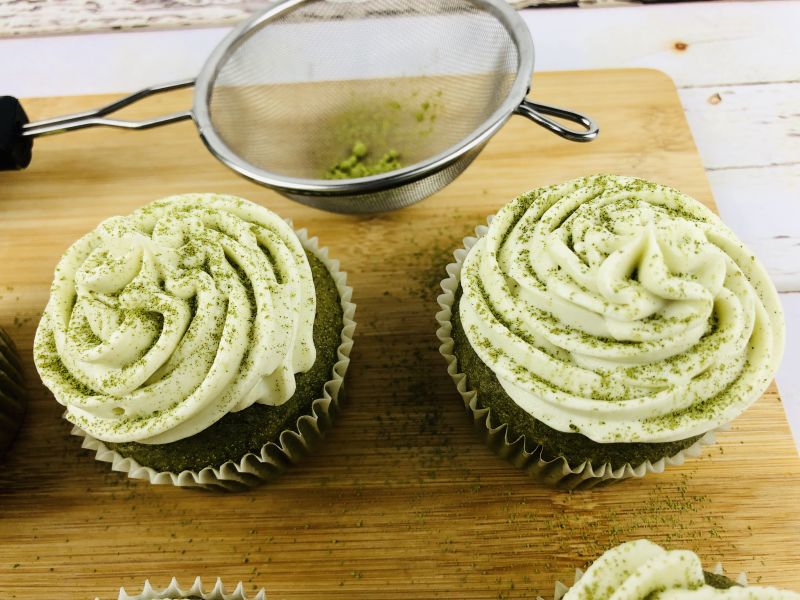 topping off your green tea cupcakes