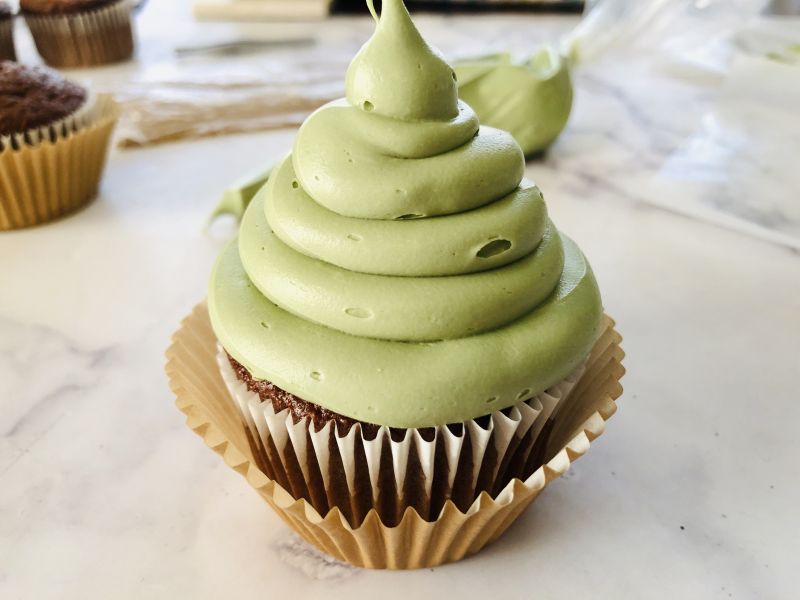 frosted baby yoda cupcake