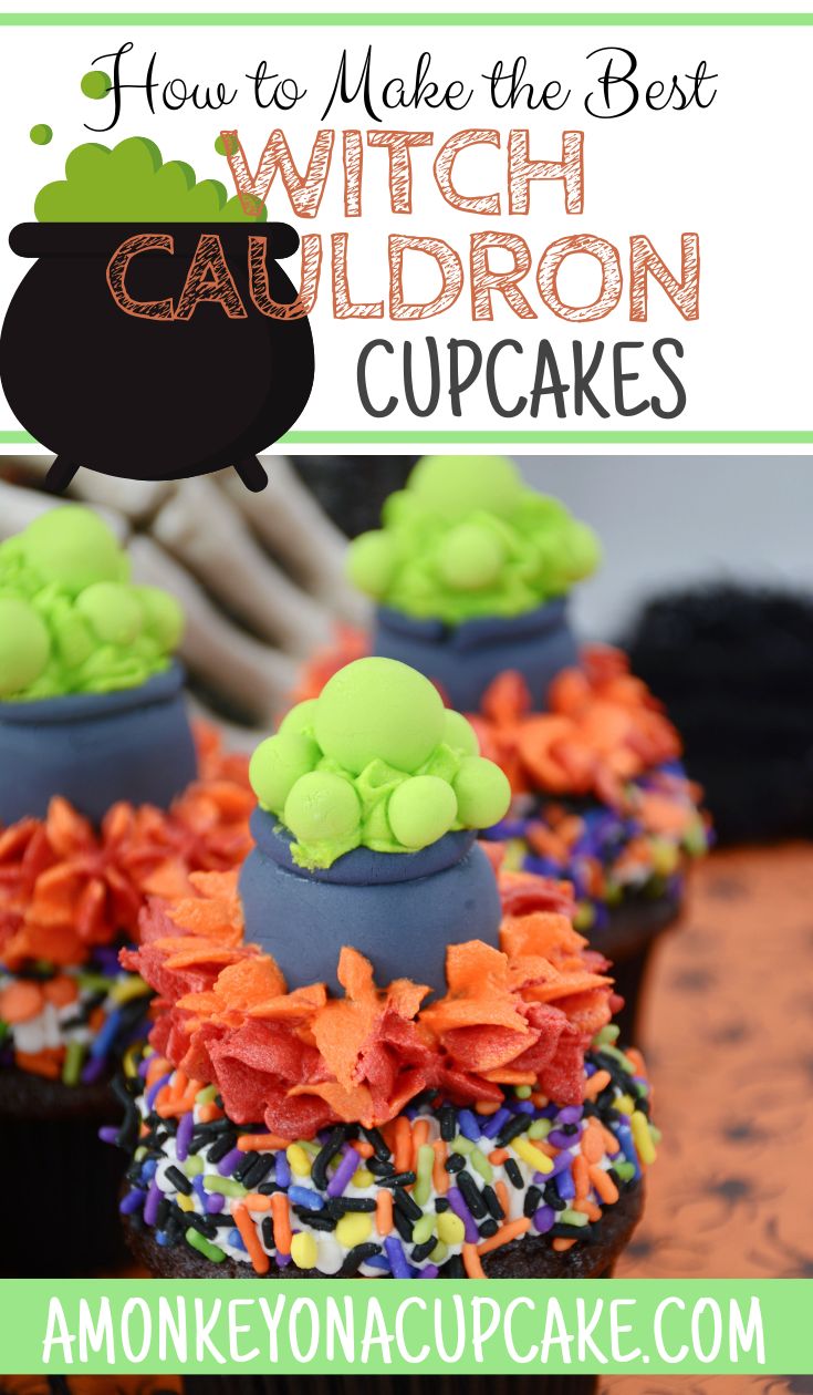 Wickedly Delicious Witch Cauldron Cupcakes - A Monkey on a Cupcake
